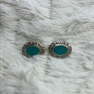 Elegant Silver and Turquoise Stud Earrings